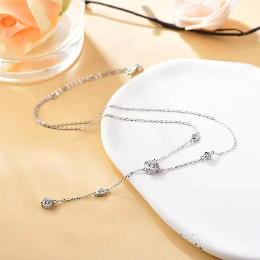 1.5 Carat Moissanite 925 Sterling Silver Necklace / One Size Apparel and Accessories