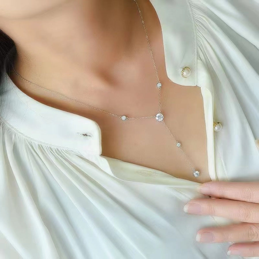 1.5 Carat Moissanite 925 Sterling Silver Necklace / One Size Apparel and Accessories