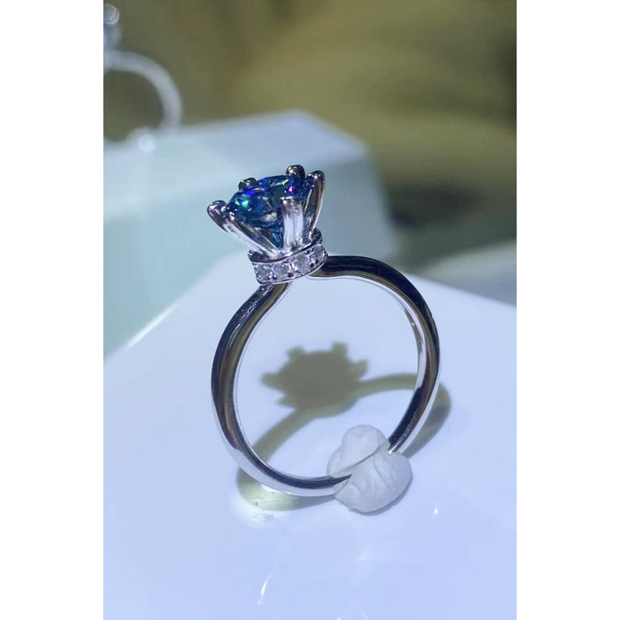 1 Carat Moissanite 6-Prong Solitaire Ring Blue / 5