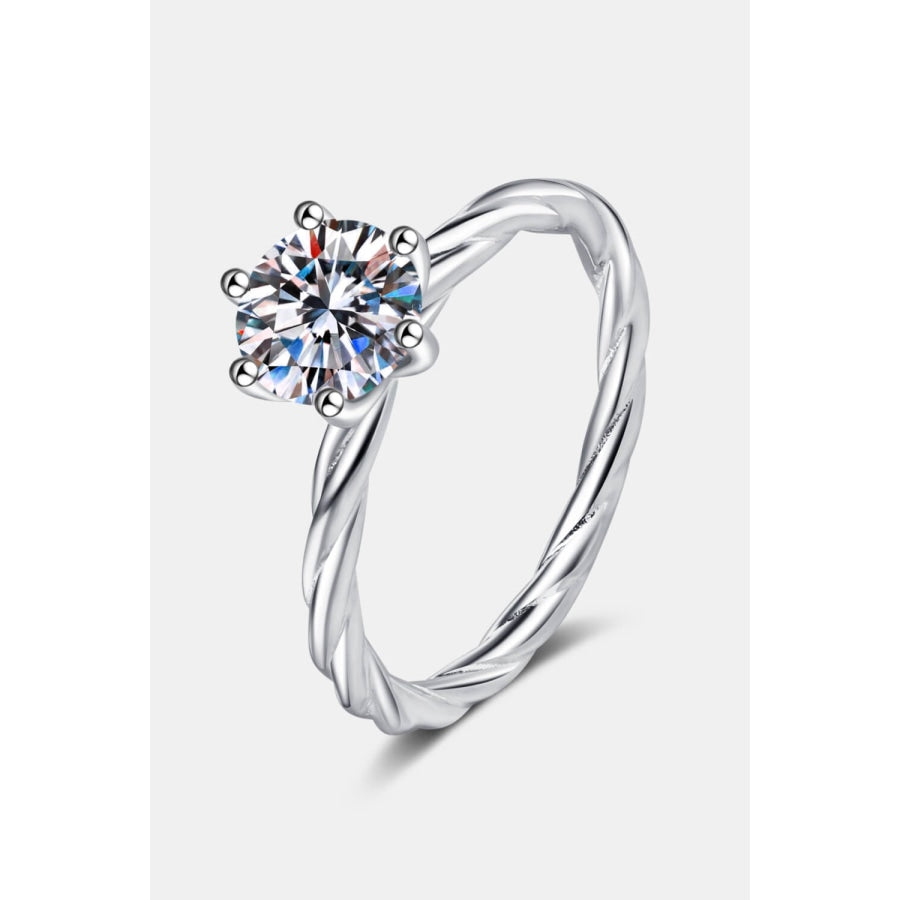 1 Carat Moissanite 6-Prong Twisted Ring Silver / 4