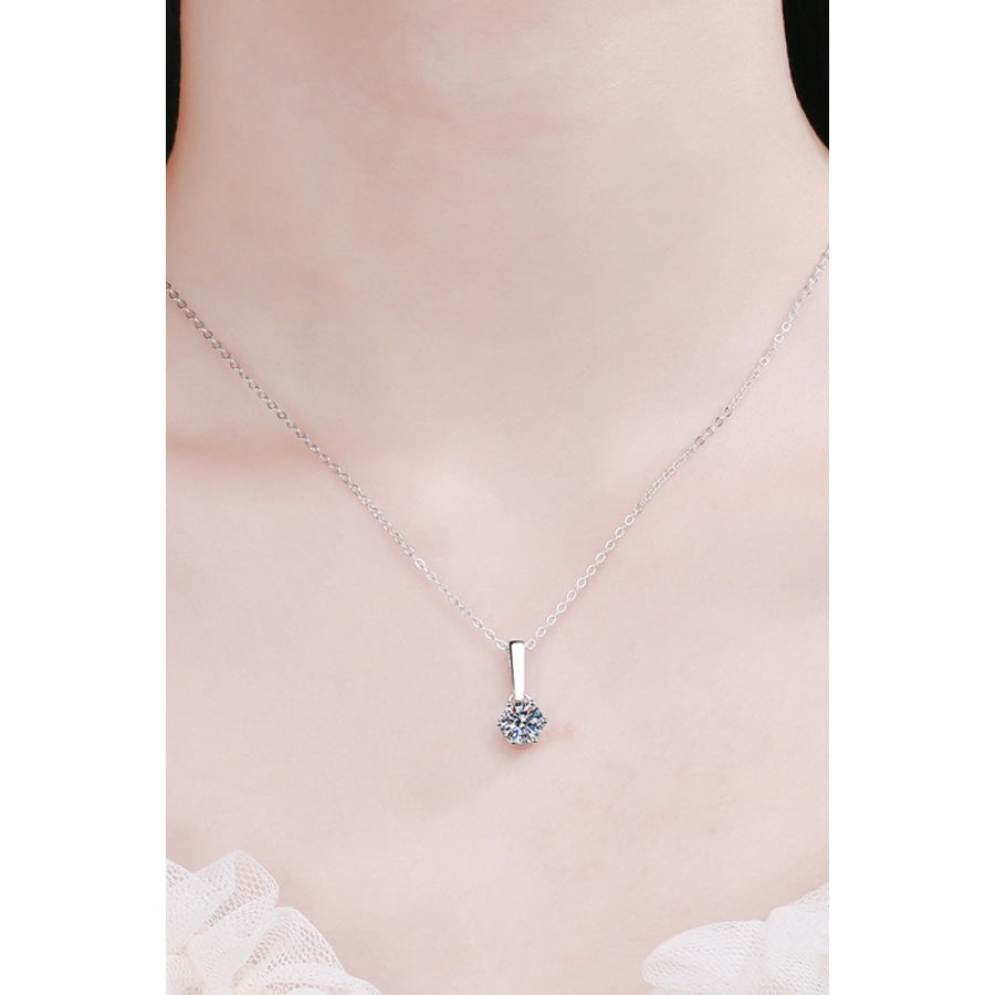 1 Carat Moissanite 925 Sterling Silver Chain-Link Necklace Silver / One Size