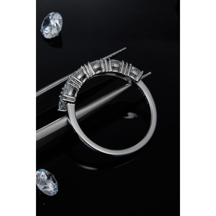 1 Carat Moissanite 925 Sterling Silver Half-Eternity Ring Silver / 4.5