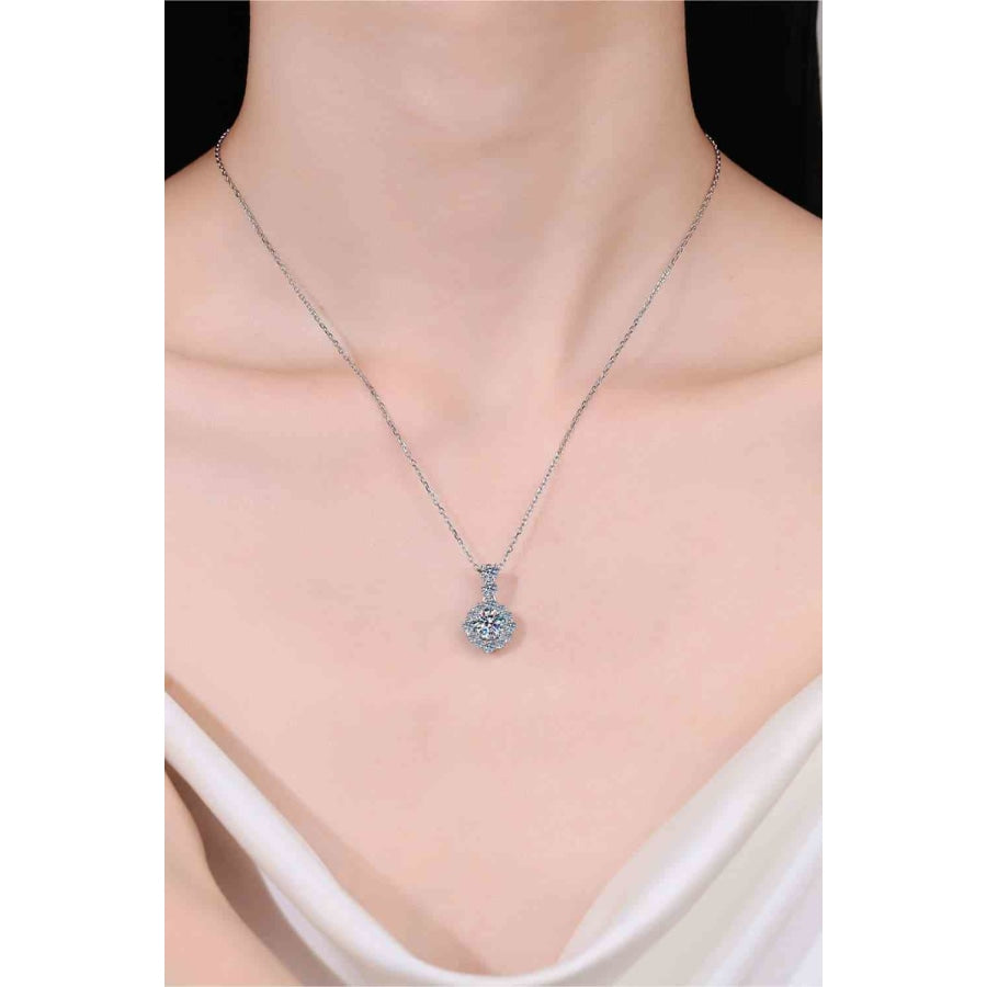 1 Carat Moissanite 925 Sterling Silver Necklace Silver / One Size Clothing