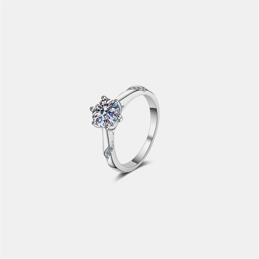 1 Carat Moissanite 925 Sterling Silver Ring Silver / 4 Apparel and Accessories