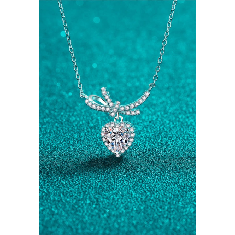 1 Carat Moissanite Heart Pendant Necklace Silver / One Size