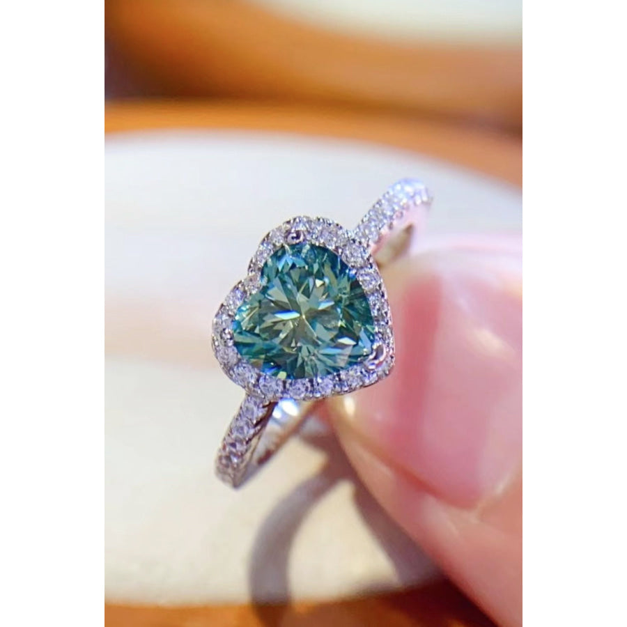 1-Carat Moissanite Heart Ring Mid Green / 5