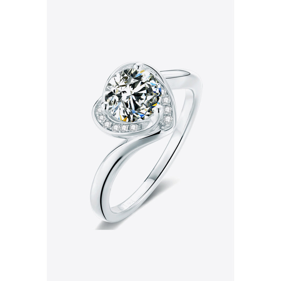 1 Carat Moissanite Heart Ring Silver / 4.5