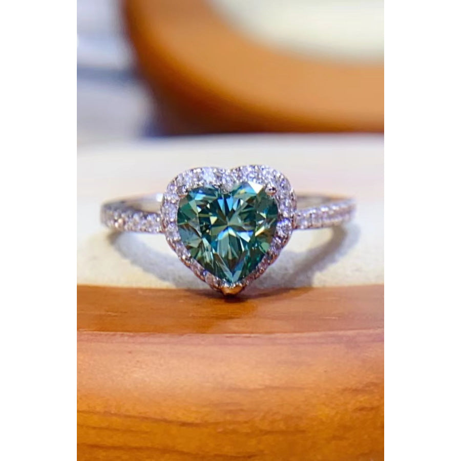 1-Carat Moissanite Heart Ring Mid Green / 5