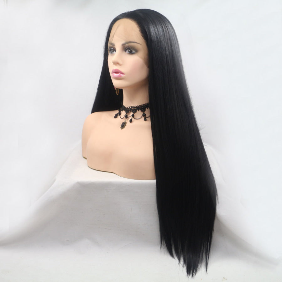13*3’ Lace Front Wigs Synthetic Long Straight 24’ 130% Density Black / One Size Apparel and Accessories