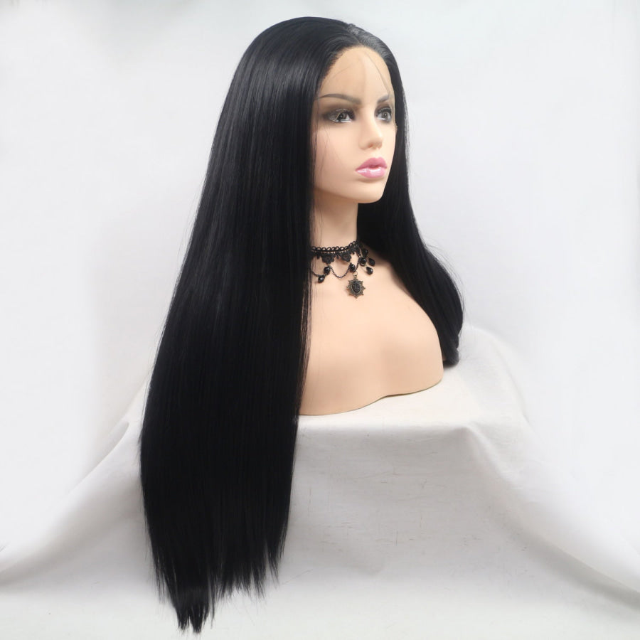 13*3’ Lace Front Wigs Synthetic Long Straight 24’ 130% Density Black / One Size Apparel and Accessories