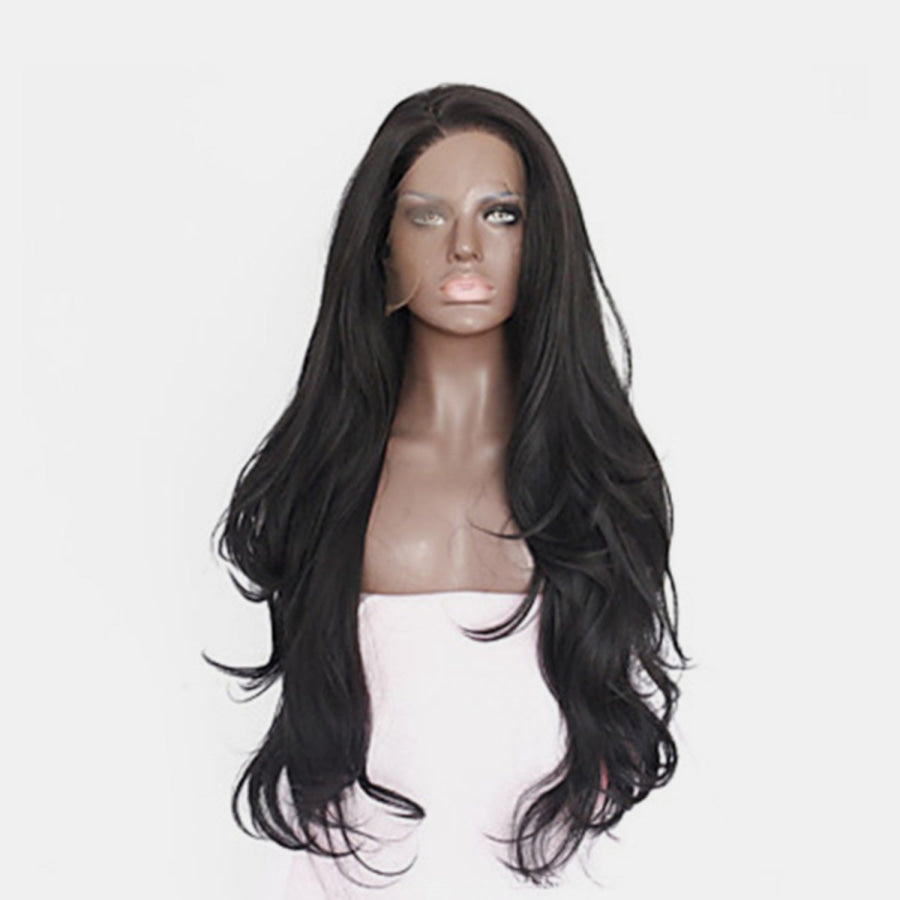 13*3’ Lace Front Wigs Synthetic Long Wavy 24’ 130% Density black / One Size Apparel and Accessories