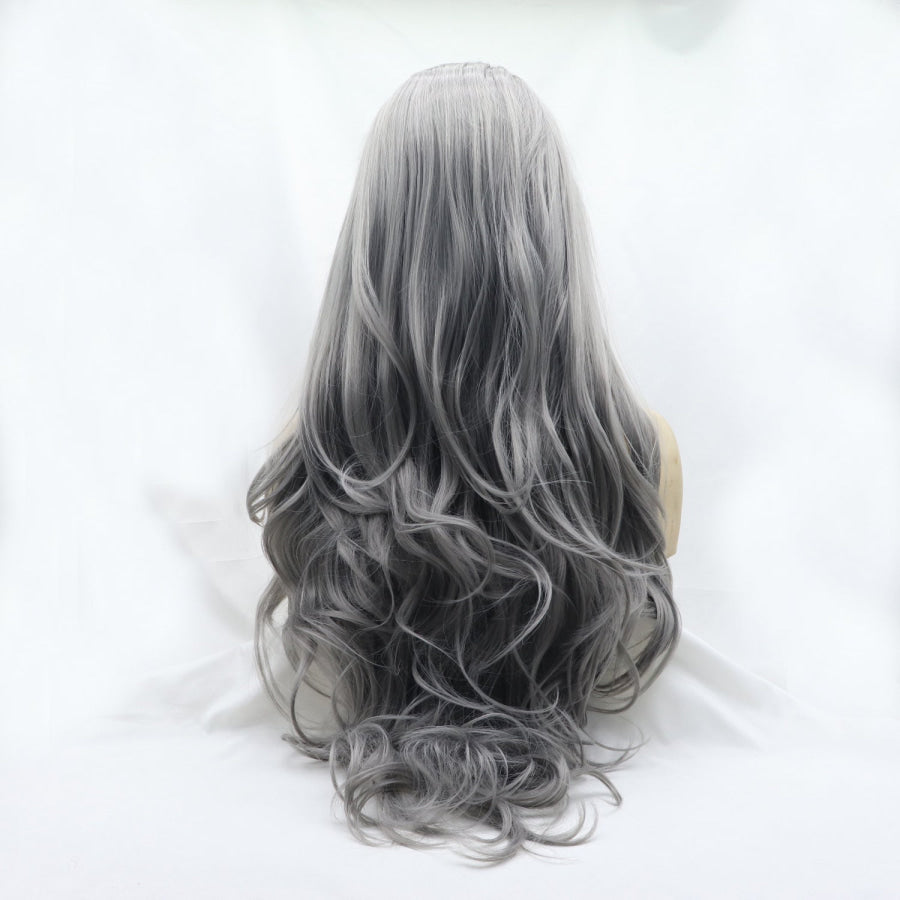 13*3’ Lace Front Wigs Synthetic Long Wavy 24’ 130% Density Grey / One Size Apparel and Accessories