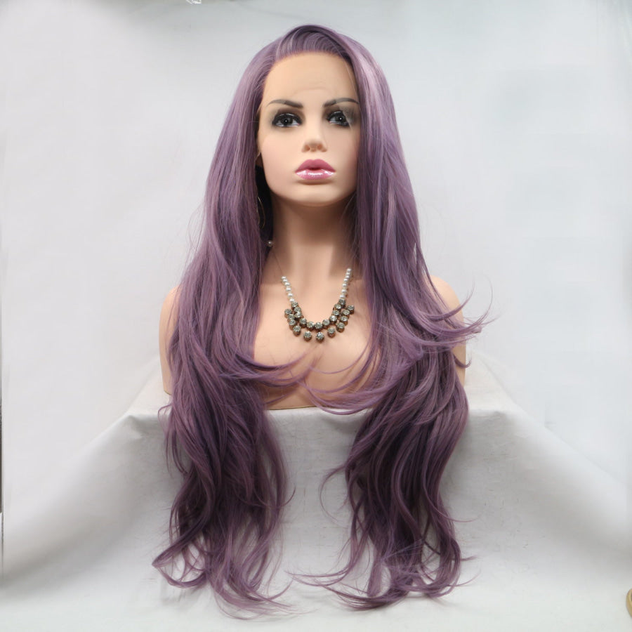 13*3’ Lace Front Wigs Synthetic Long Wavy 24’ 130% Density Purple / One Size Apparel and Accessories