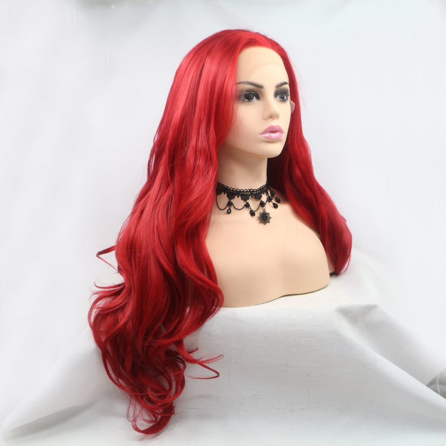 13*3’ Lace Front Wigs Synthetic Long Wavy 24’ 130% Density Red / One Size Apparel and Accessories