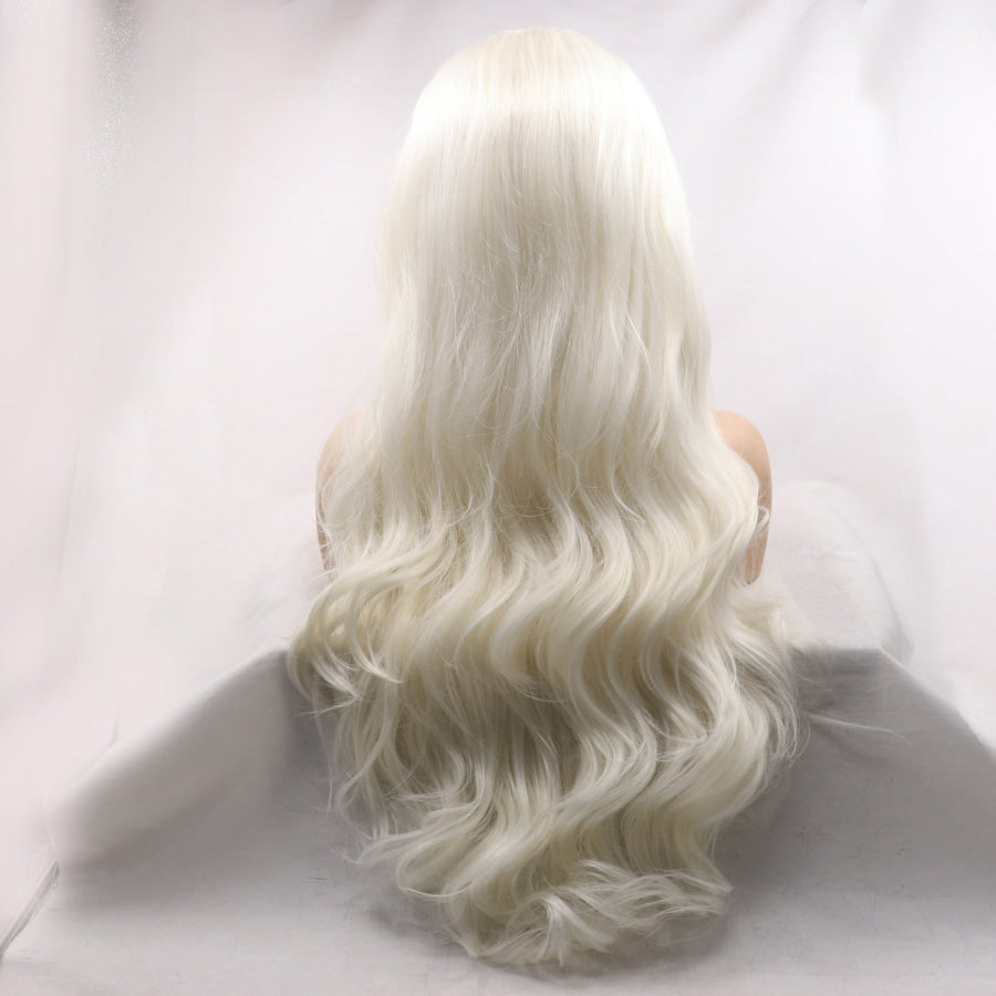 13*3’ Lace Front Wigs Synthetic Long Wavy 24’ 130% Density White / One Size Apparel and Accessories