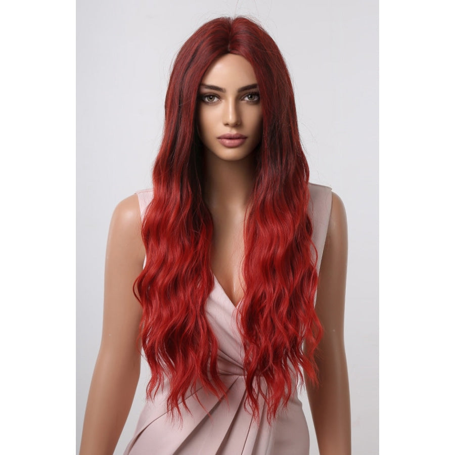 13*1 Full-Machine Wigs Synthetic Long Wave 27 Red Ombre / One Size