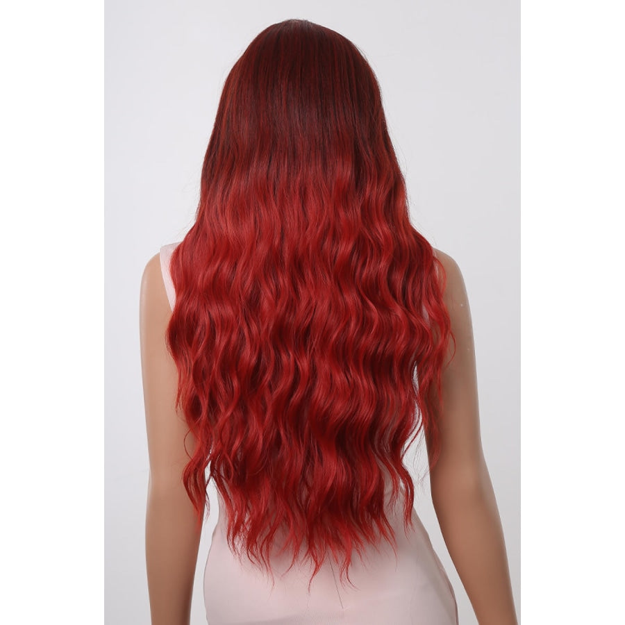 13*1 Full-Machine Wigs Synthetic Long Wave 27 Red Ombre / One Size