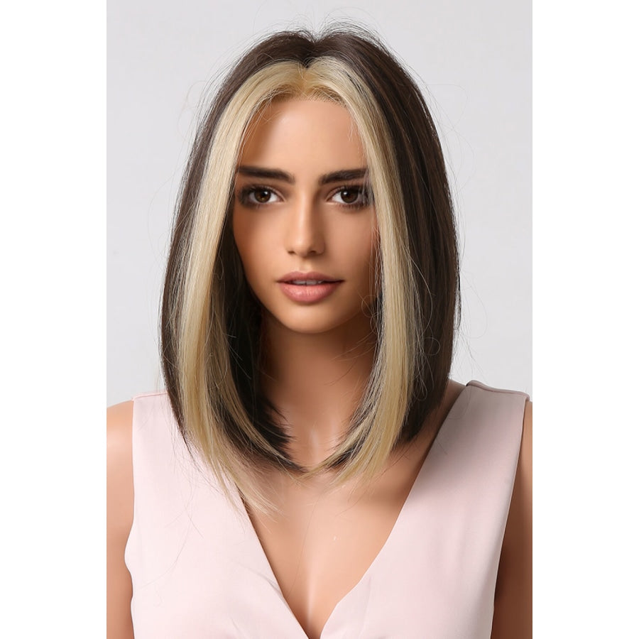 13*1 Full-Machine Wigs Synthetic Mid-length Straight 9 Brown/Blonde Money Piece / One Size