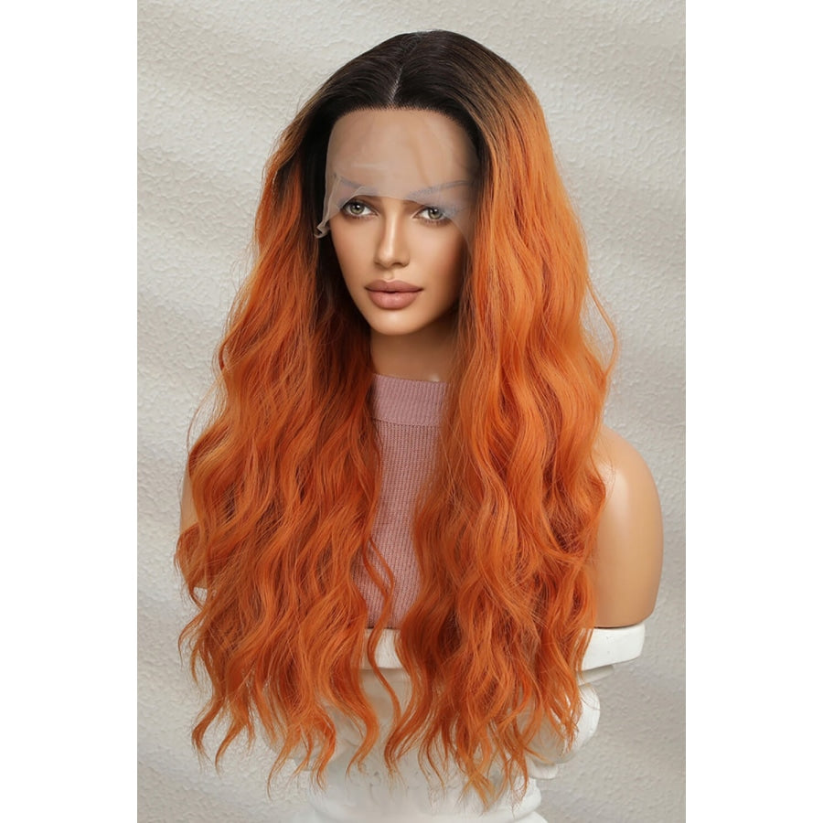 13*2 Lace Front Wigs Synthetic Long Wave 24 150% Density Ginger/Brunette Root / One Size