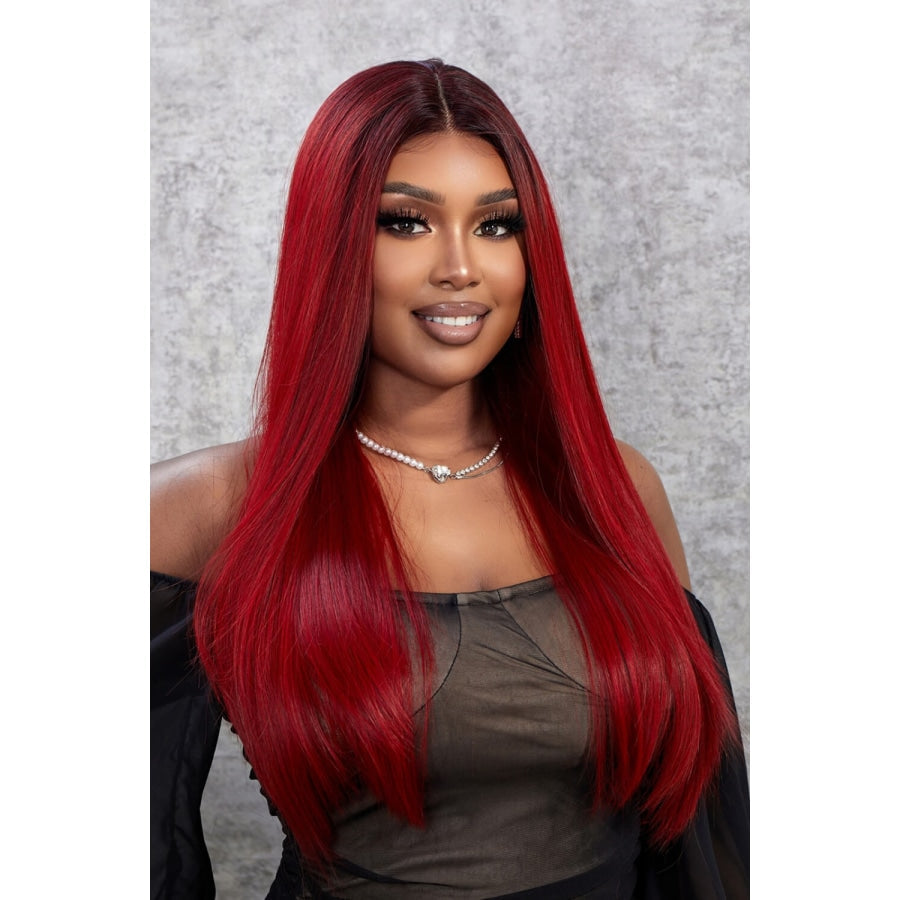 13*2 Lace Front Wigs Synthetic Straight 26 150% Density Red Ombre / One Size