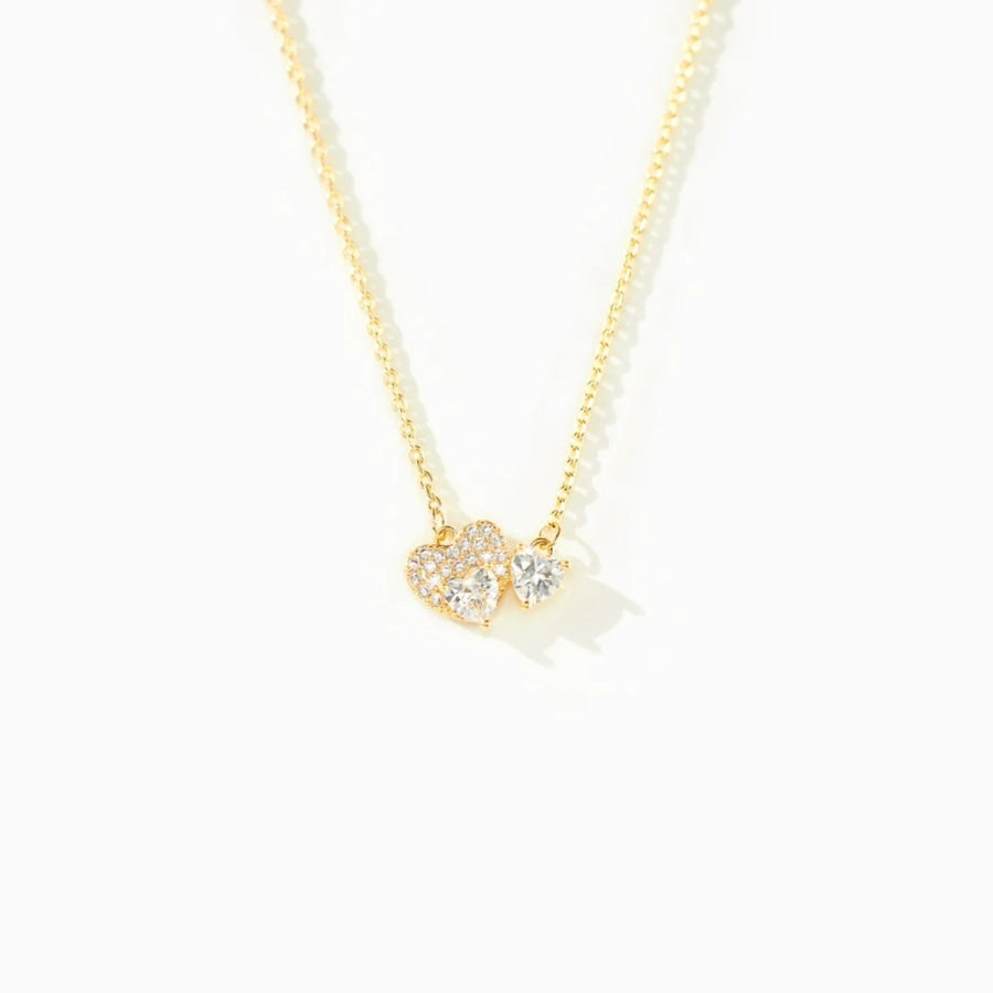 18K Gold-Plated 925 Sterling Silver Zircon Heart Necklace Gold / One Size Apparel and Accessories