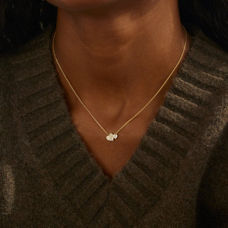 18K Gold-Plated 925 Sterling Silver Zircon Heart Necklace Gold / One Size Apparel and Accessories