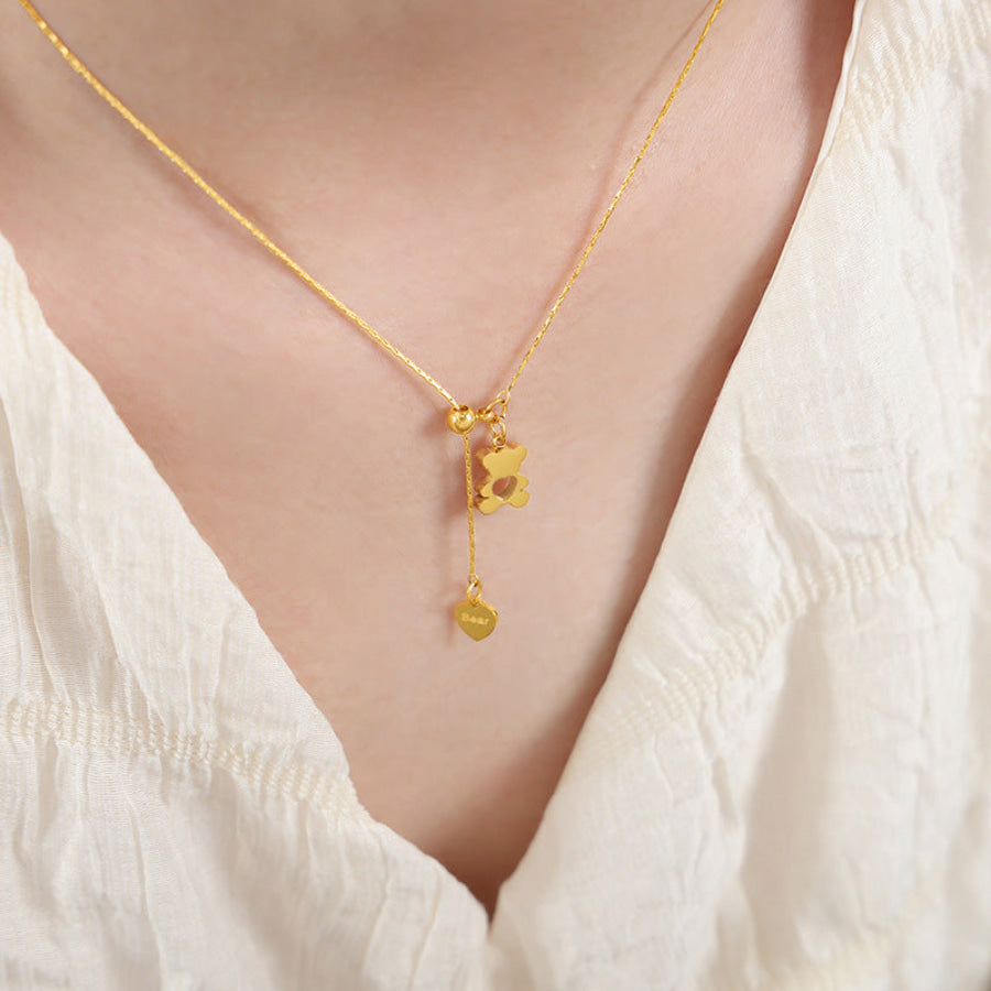 18K Gold-Plated Bear Necklace Gold / One Size Apparel and Accessories