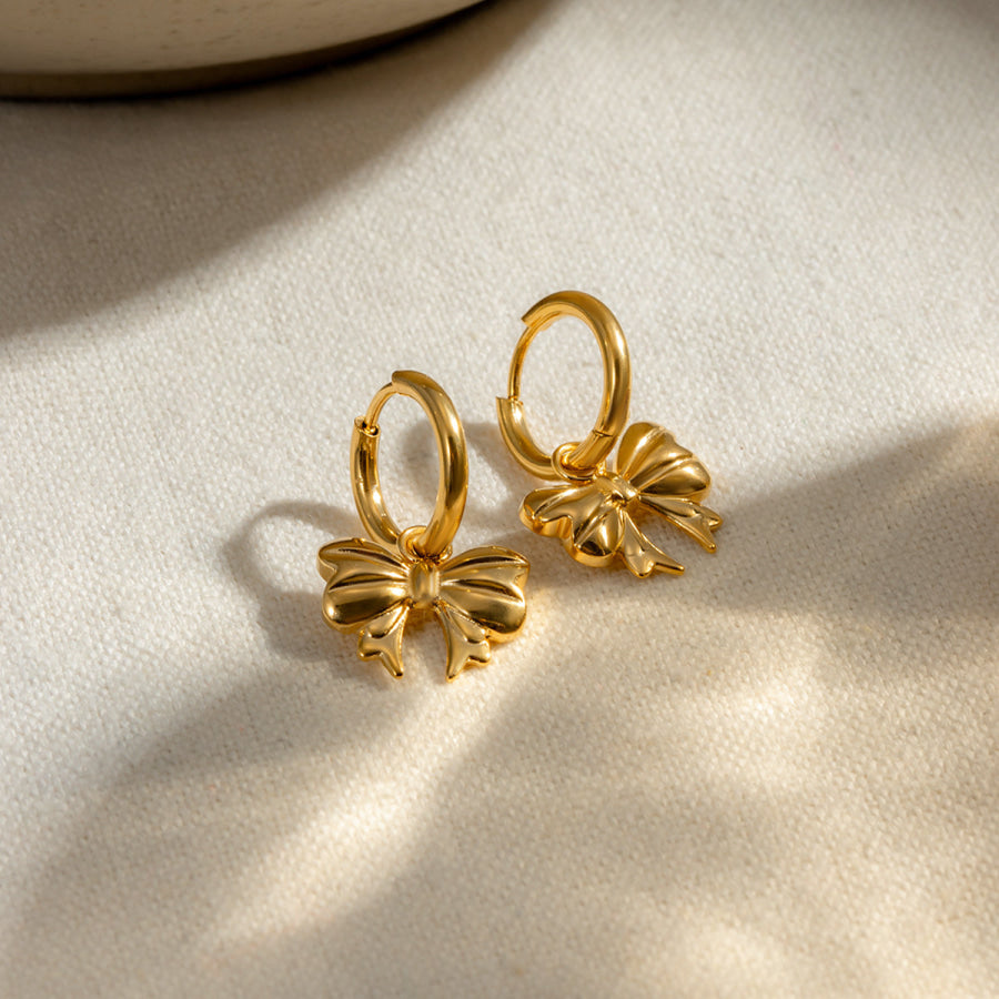18K Gold-Plated Bow Earrings Gold / One Size Apparel and Accessories