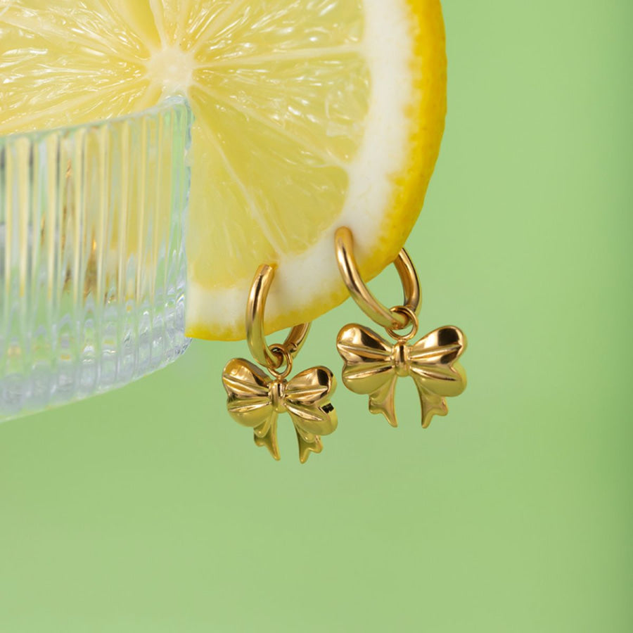 18K Gold-Plated Bow Earrings Gold / One Size Apparel and Accessories