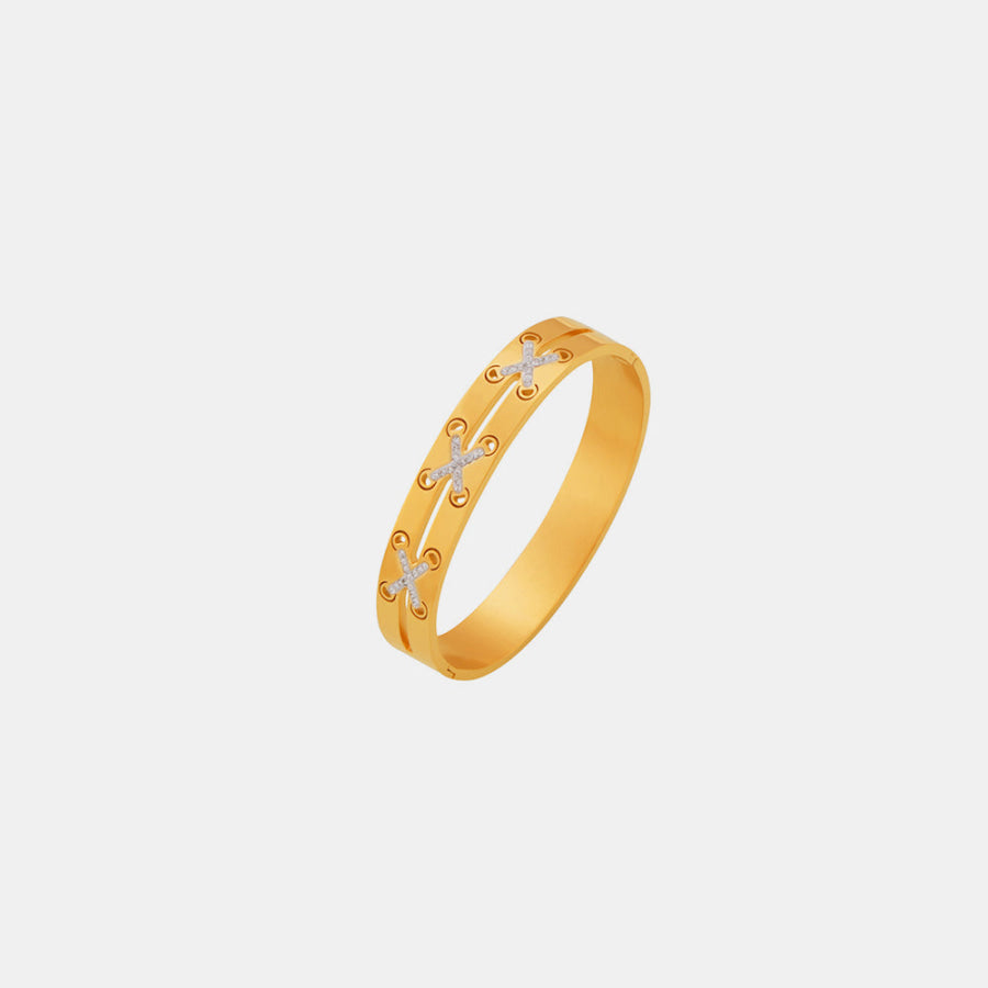 18K Gold-Plated Czech Diamond Bracelet Gold / One Size Apparel and Accessories