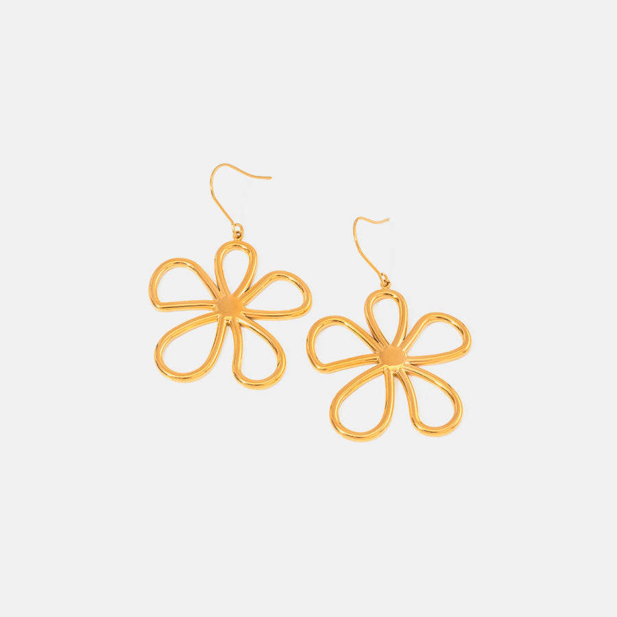 18K Gold-Plated Flower Earrings Gold / One Size Apparel and Accessories