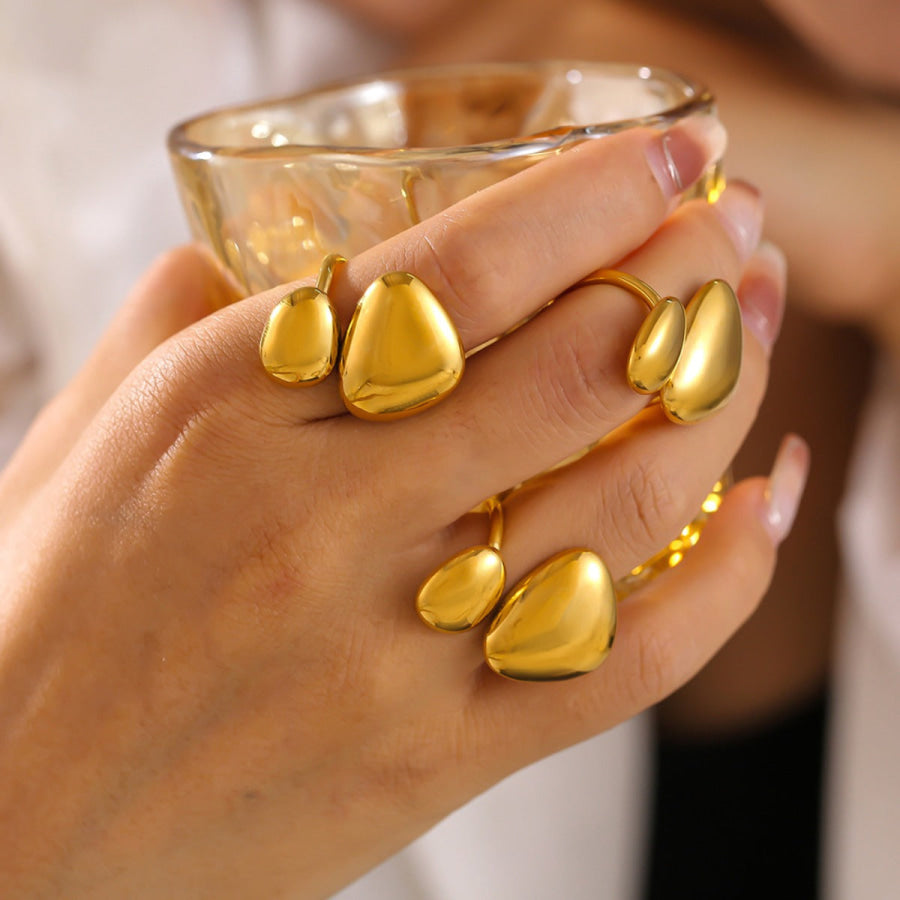 18K Gold-Plated Irregular Bypass Ring Gold / 7 Apparel and Accessories