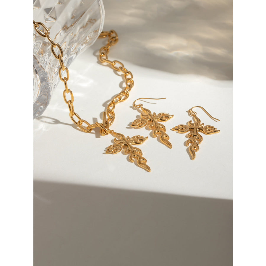 18K Gold-Plated Stainless Steel Cross Necklace Gold / One Size Apparel and Accessories