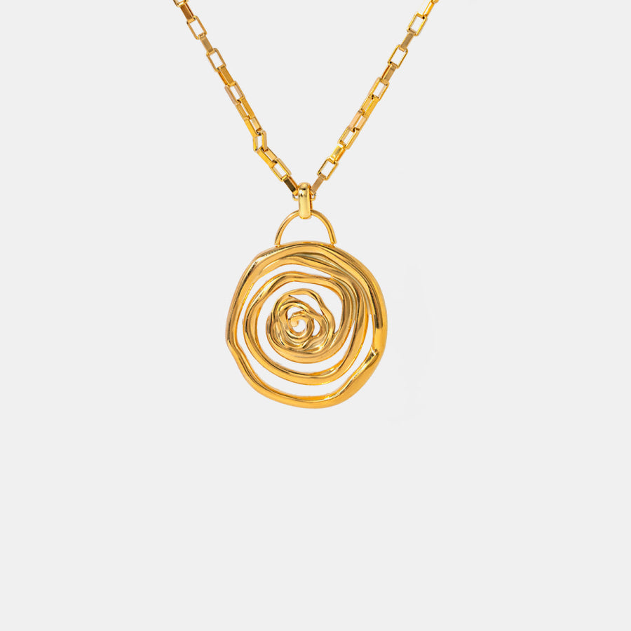 18K Gold-Plated Stainless Steel Spiral Pendant Necklace Gold / One Size Apparel and Accessories