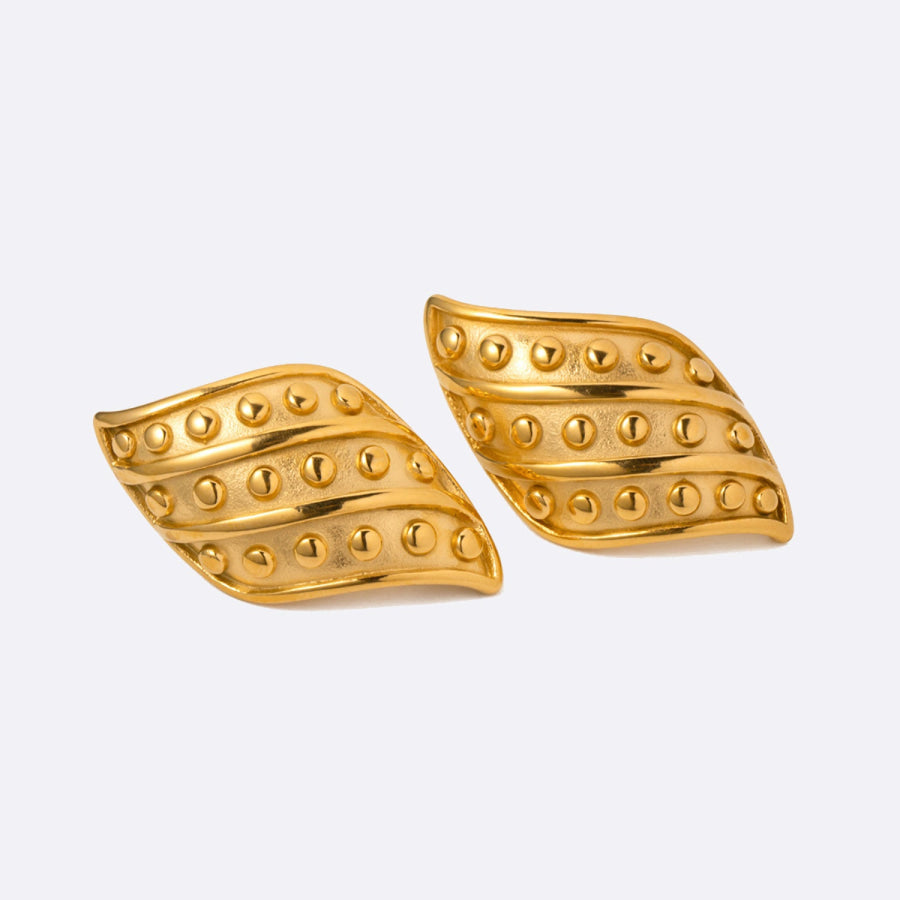 18K Gold - Plated Stainless Steel Stud Earrings Gold / One Size Apparel and Accessories