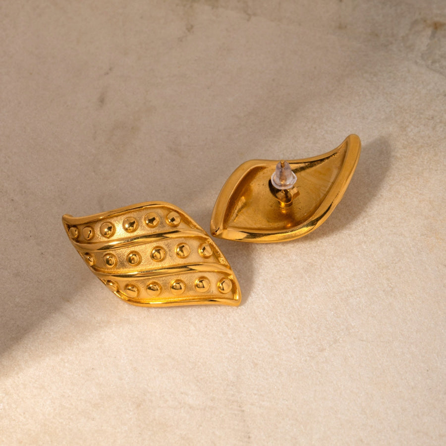 18K Gold - Plated Stainless Steel Stud Earrings Gold / One Size Apparel and Accessories