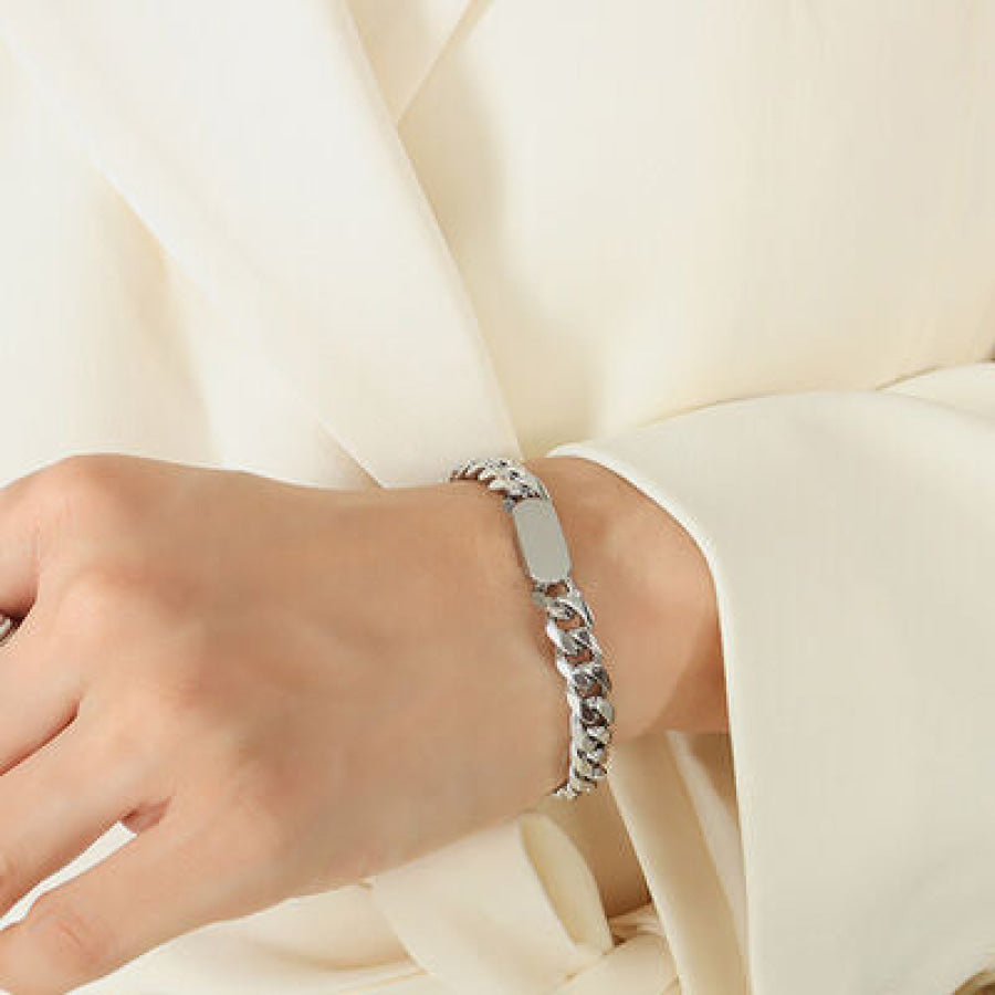 18K Gold - Plated Titanium Steel Bracelet Silver / One Size Apparel and Accessories