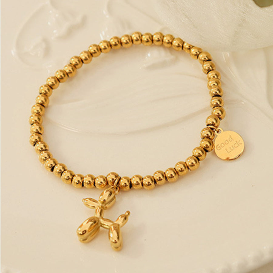 18K Gold - Plated Titanium Steel Puppy Shape Charm Bracelet Gold / One Size Apparel and Accessories