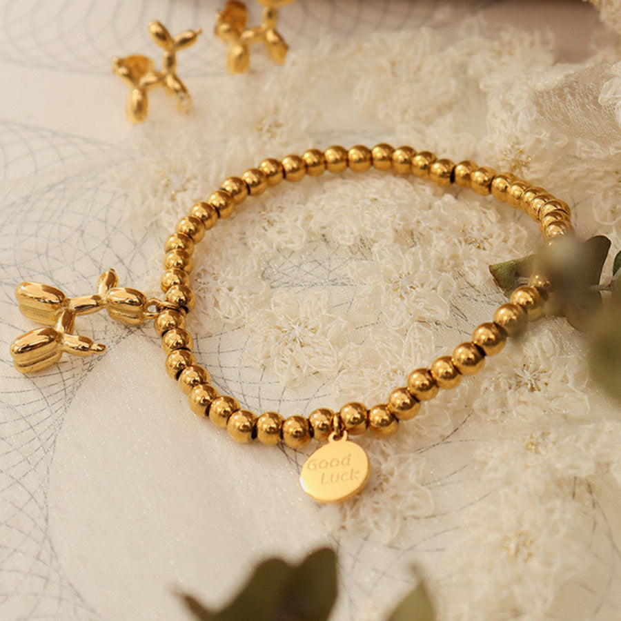 18K Gold - Plated Titanium Steel Puppy Shape Charm Bracelet Gold / One Size Apparel and Accessories
