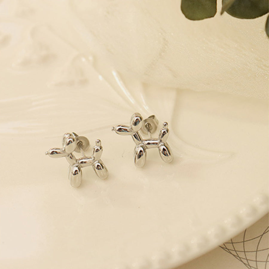 18K Gold - Plated Titanium Steel Puppy Shape Stud Earrings Apparel and Accessories
