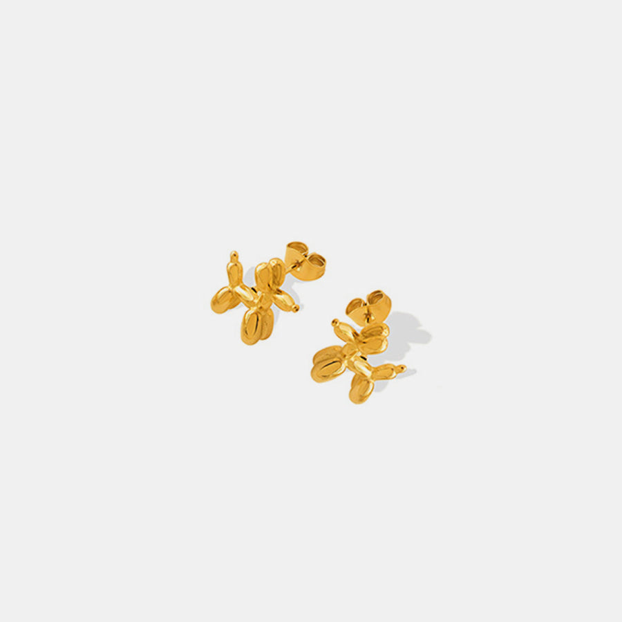 18K Gold - Plated Titanium Steel Puppy Shape Stud Earrings Apparel and Accessories