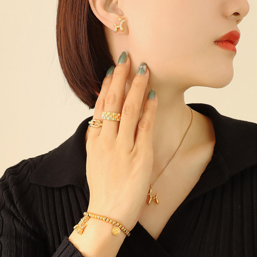 18K Gold - Plated Titanium Steel Puppy Shape Stud Earrings Apparel and Accessories