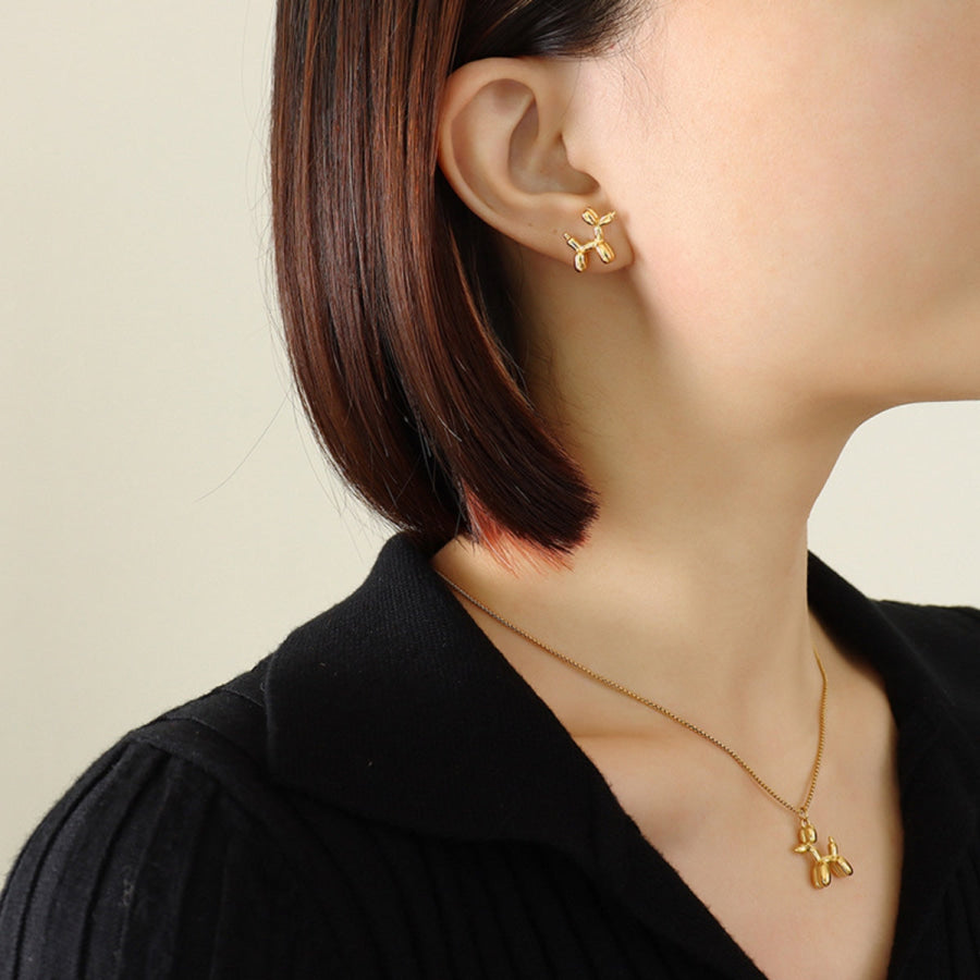 18K Gold - Plated Titanium Steel Puppy Shape Stud Earrings Gold / One Size Apparel and Accessories