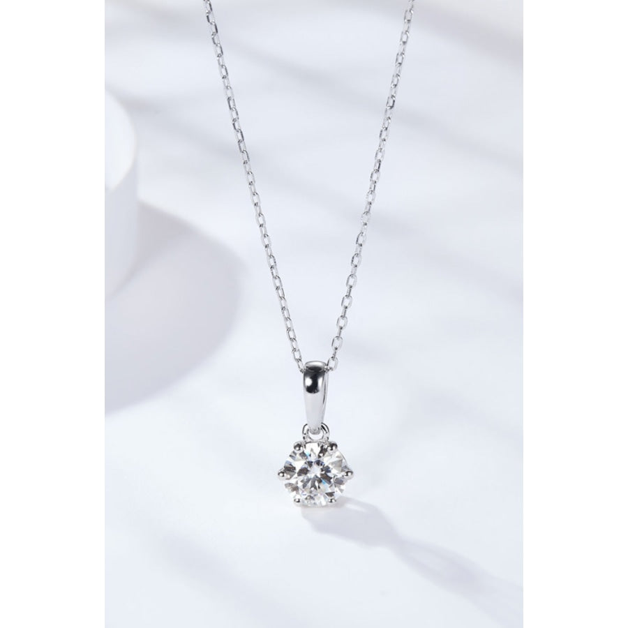 2 Carat 6-Prong Moissanite Pendant Necklace Silver / One Size