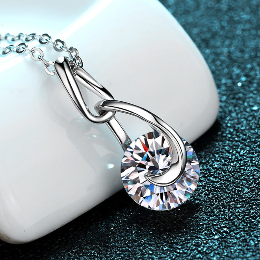 2 Carat Moissanite 925 Sterling Silver Necklace Silver / One Size Apparel and Accessories
