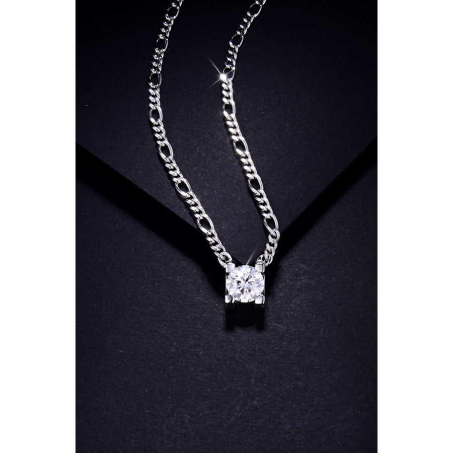 2 Carat Moissanite 925 Sterling Silver Pendant Necklace Silver / One Size Apparel and Accessories