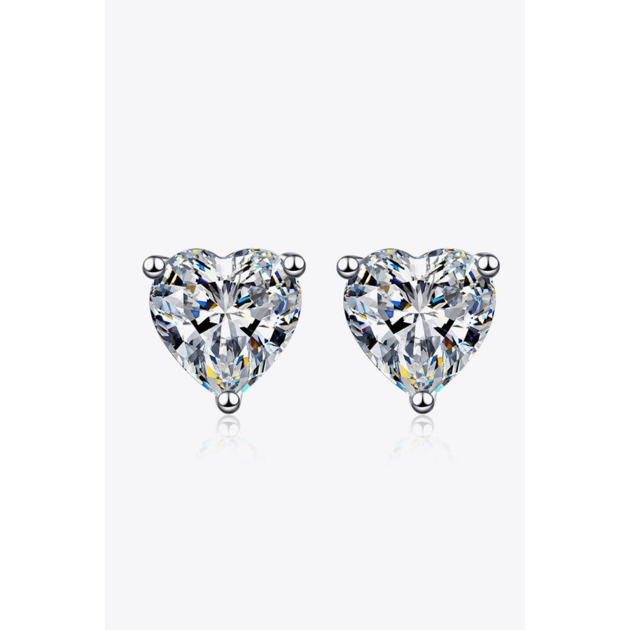 2 Carat Moissanite Heart-Shaped Stud Earrings Silver / One Size