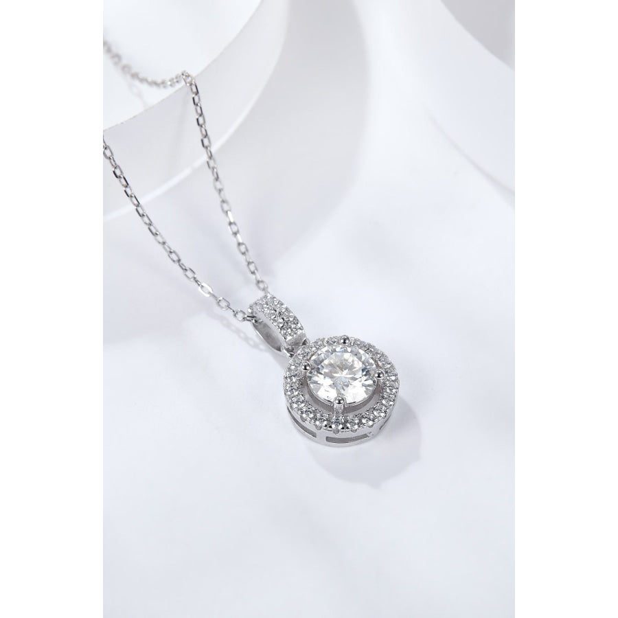 2 Carat Moissanite Round Pendant Necklace Silver / One Size