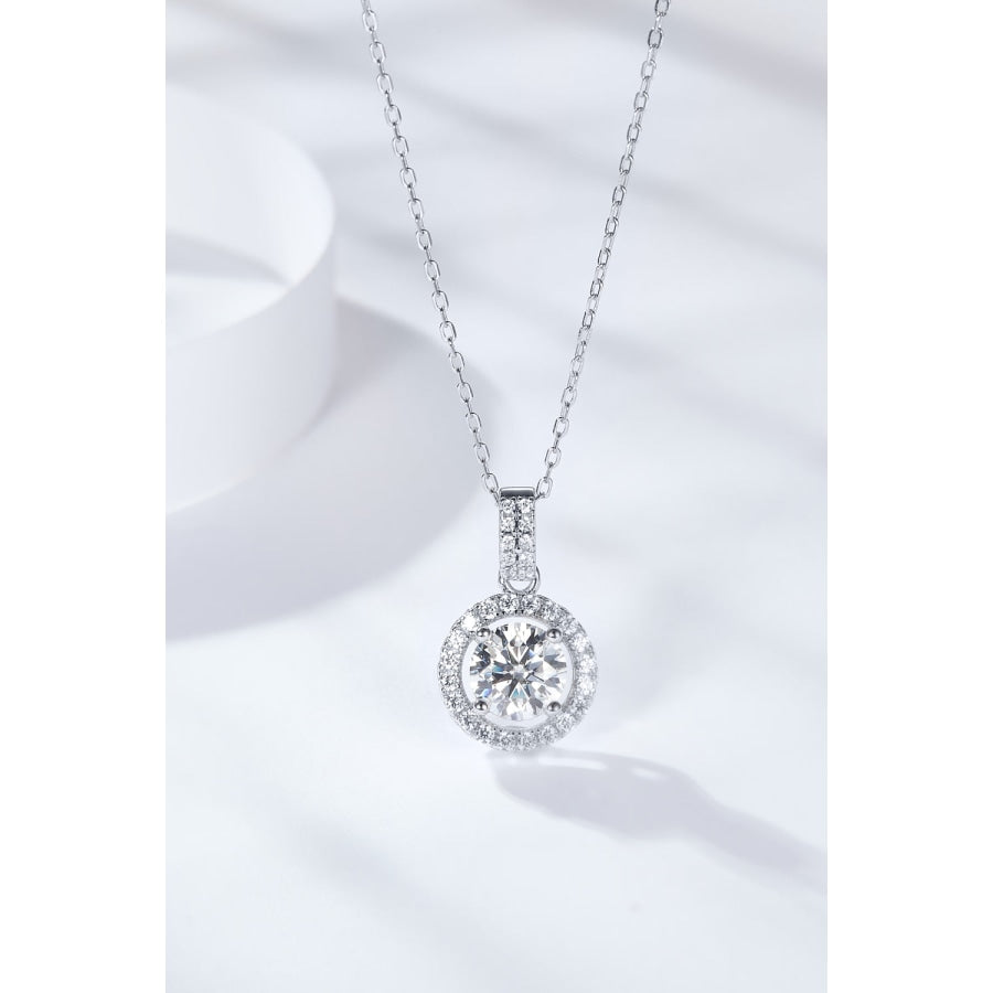 2 Carat Moissanite Round Pendant Necklace Silver / One Size