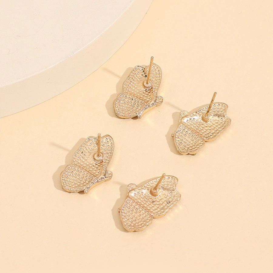2 Piece Rhinestone Alloy Butterfly Stud Earrings Multicolor / One Size Apparel and Accessories